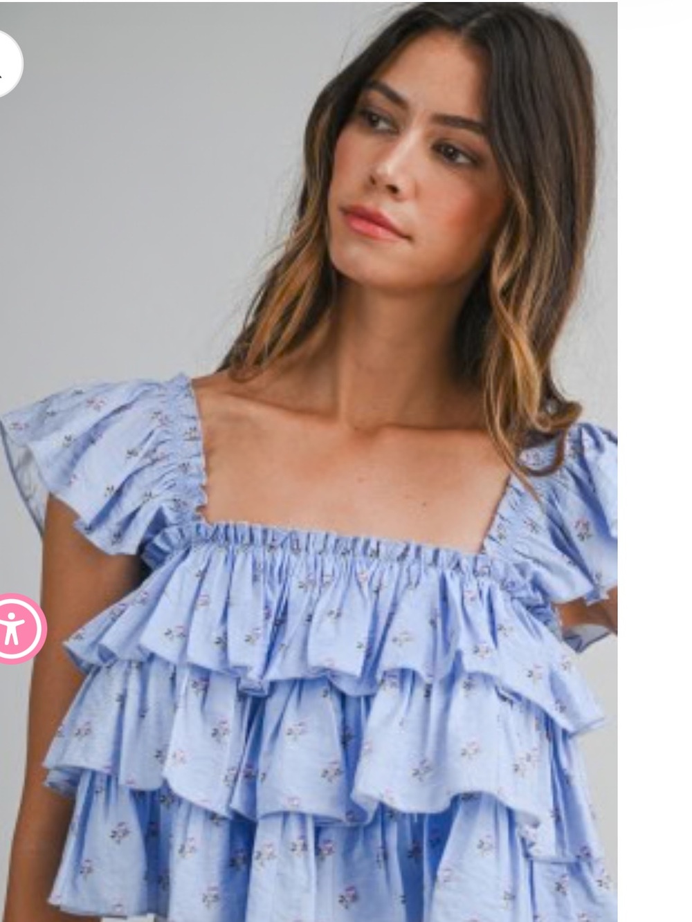 Mable Light Blue Ruffle Tiered top